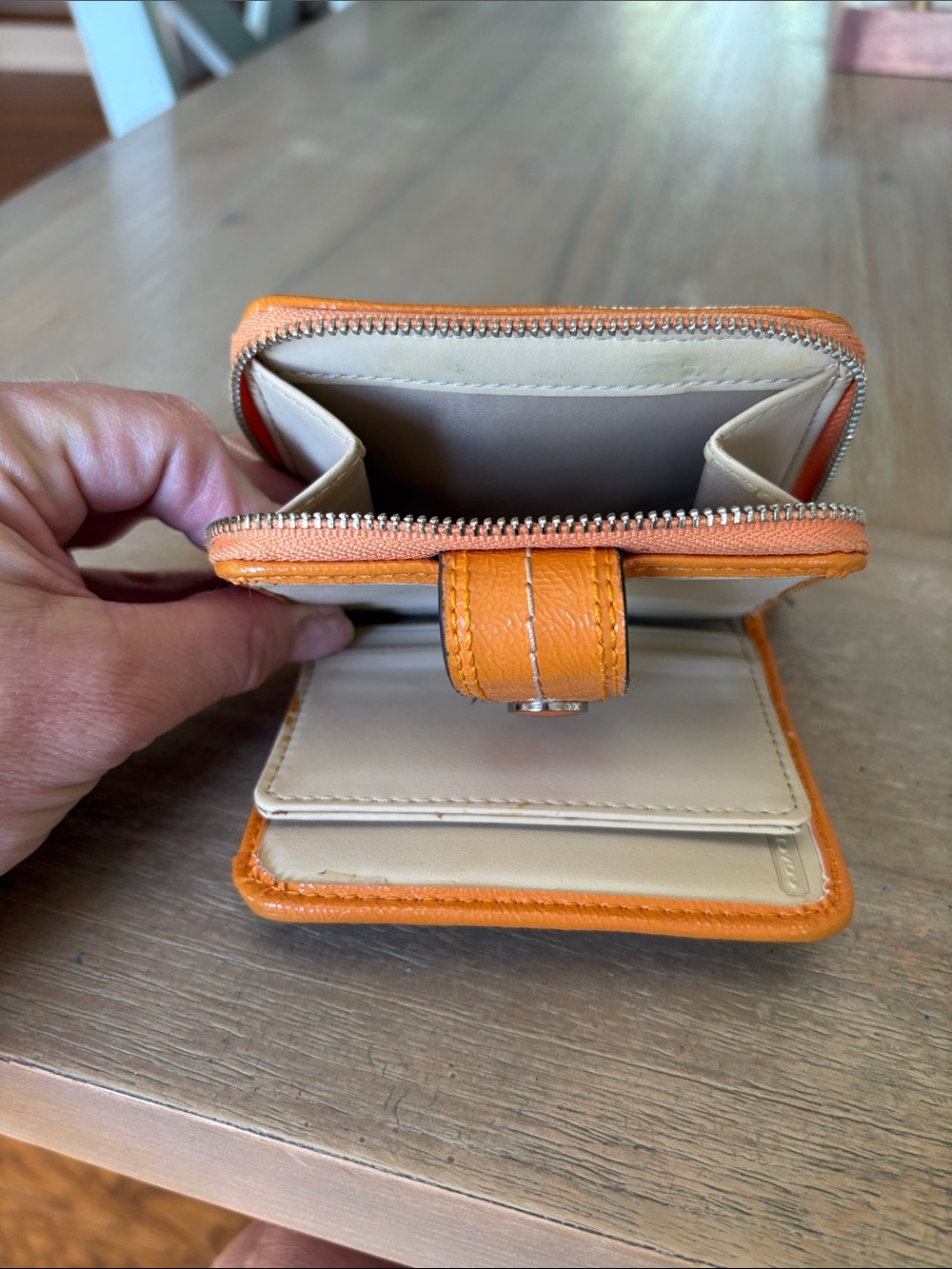 Coach Brown Signature Canvas Wallet with Orange Trim - Picture 6 of 8